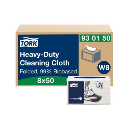 Tork Premium extra starke Reinigungstücher 99% biobasiert - Einzeltücher – W8 System 400 Stück (8 x 50)