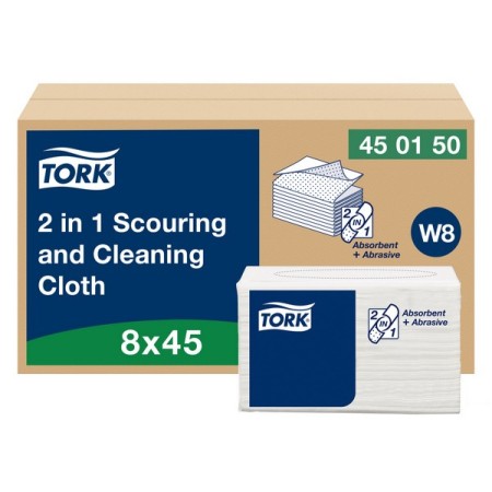 Tork Premium 2-in-1 Scheuer- und Reinigungstuch - Einzeltücher W8-System 360 Stück (8 x 45)