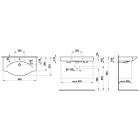 Vasque LAUFEN Palace 90 cm avec trop-plein et 3 trous de robinet