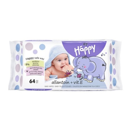Happy mit Allantoin & Vitamin E Feuchtpflegetücher 640 Stück (10 x 64)