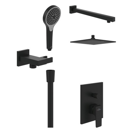 Villeroy & Boch Taro Duschsystem mit Brausehalter, Handbrause und UP-Einhebel-Armatur