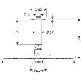 hansgrohe Raindance S Kopfbrause 300 1jet mit Deckenanschluss EcoSmart