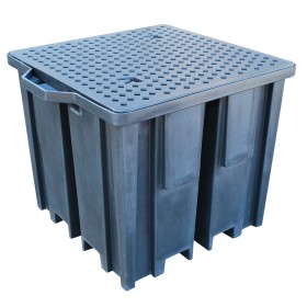 Recycling-IBC-Auffangpalette Gitterrost 1150L Wanne für Vierwegestapler