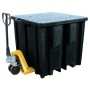 Recycling-IBC-Auffangpalette Gitterrost 1150L Wanne für Vierwegestapler