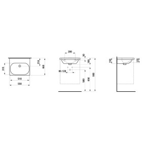 Vasque LAUFEN LUA 55 x 46 cm sans trou de robinet, sans trop-plein