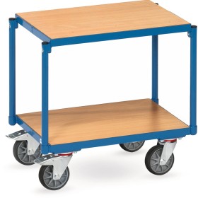 Etagen-Roller Tragkraft 250 kg, mit 2 Böden aus Holz, bündig im Rahmen Ladefläche 610 x 410 mm
