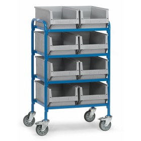 Fetra Beistellwagen mit 2x4 Kunstoff-Sichtlagerkästen, Ladefläche 630 x 470 mm