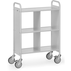 Fetra Bürowagen mit 3 Böden, 1 Trennwand, Ladefläche 720 x 350 mm, grau