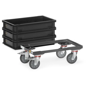 Carrello Eurokastenroller ESD con struttura aperta in acciaio ad angolo