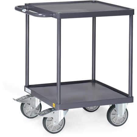 Fetra ESD-Tischwagen quadtratrisch mit 2 Böden, Stahlblech-Wannen, 600 x 600 mm