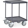 Fetra ESD-Tischwagen quadtratrisch mit 2 Böden, Stahlblech-Wannen, 600 x 600 mm