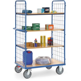 Fetra Etagenwagen mit 4 Böden und 2 Drahtgitterwänden