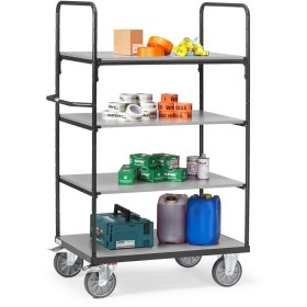 Carrello a piani Fetra con 4 ripiani, altezza 1800 mm, Edizione Grigia