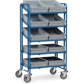 Fetra Eurokasten-Wagen mit 10 gleichen Kästen, Ladefläche 820 x 610 mm
