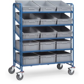 Fetra Eurokasten-Wagen mit 15 Kästen in versch. Höhen, Ladefläche 1240 x 610 mm