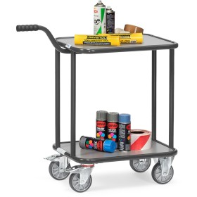 Fetra Griffroller mit 4 Rädern, 2 Holzplattformen, Grey Edition