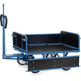 Fetra Handpritschenwagen mit Vollgummibereifung, 3 Bordwände abklappbar, mit Zugöse