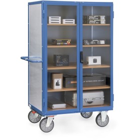 Fetra Kastenwagen 750 kg, transparente Türen, mit TOTALSTOP, Stahlblech verzinkt, Treibriegelverschluss