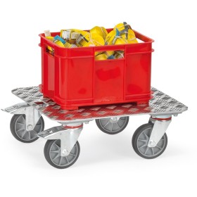 Chariot à caisses Fetra avec plateforme en tôle d'aluminium quintette, 500x500mm, 250kg