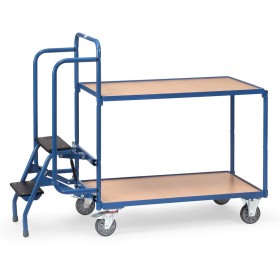 Fetra Kommissionierwagen mit Trittstufen, 2 Ladeflächen, 1000 x 600 mm