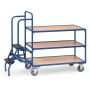 Fetra Kommissionierwagen mit Trittstufen, 3 Ladeflächen,  1000 x 600 mm