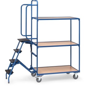 Fetra Kommissionierwagen mit Trittstufen, 3 Ladeflächen, hohe Ausführung,  1000 x 600 mm