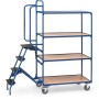 Fetra Kommissionierwagen mit Trittstufen, 4 Ladeflächen, hohe Ausführung,  1000 x 600 mm