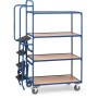Fetra Kommissionierwagen mit Trittstufen, 4 Ladeflächen, hohe Ausführung,  1000 x 600 mm