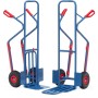 Fetra Paketkarre, Tragkraft 300 kg, Höhe 1300 mm, mit Stahlblech- und Klappschaufel und Kunststoffgleitkufen