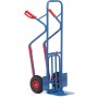 Fetra Paketkarre, Tragkraft 300 kg, Höhe 1300 mm, mit Stahlblech- und Klappschaufel und Kunststoffgleitkufen