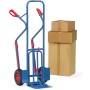 Fetra Paketkarre, Tragkraft 300 kg, Höhe 1300 mm, mit Stahlblech- und Klappschaufel und Kunststoffgleitkufen