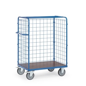Fetra Paketwagen mit Drahtgitterwänden, 1550 mm, mit wasserfester Plattform