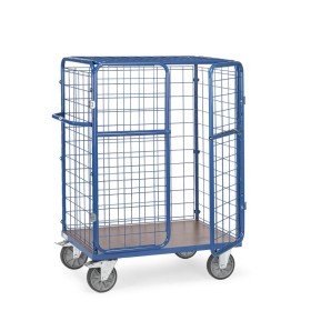 Fetra Paketwagen mit Drahtgitterwänden, Doppelflügeltür + Dach, mit wasserfester Plattform, Höhe 1550 mm