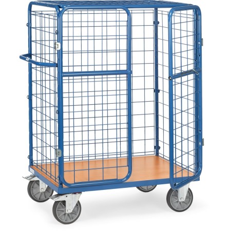 Fetra Paketwagen mit Drahtgitterwänden, Doppelflügeltüren + Dach, Höhe 1550 mm