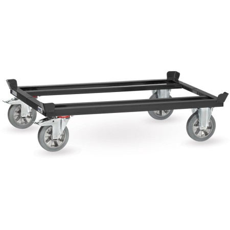 Fetra Paletten-Fahrgestell, Tragkraft 1200 kg, 1210 x 810 mm Elastic-Vollgummiräder, Grey Edition