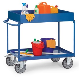 Fetra Tischwagen mit 2 Blechwannen, obere Etage 150 mm Rand