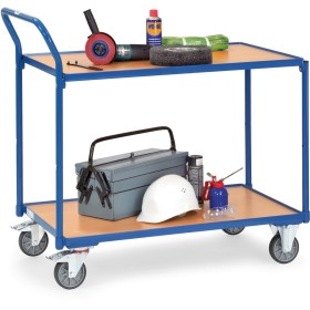Fetra Tischwagen mit 2 Böden, Griff hochstehend, blau