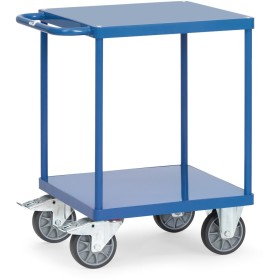 Fetra Tischwagen mit 2 Stahlblech-Plattformen, quadratische Ladefläche, bündig mit Rahmen, Tragkraft 500 kg