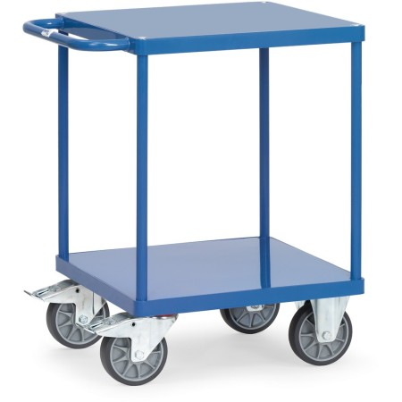 Fetra Tischwagen mit 2 Stahlblech-Plattformen, quadratische Ladefläche, bündig mit Rahmen, Tragkraft 500 kg