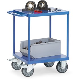 Fetra Tischwagen mit 2 Stahlblech-Plattformen, quadratische Ladefläche, bündig mit Rahmen, Tragkraft 500 kg