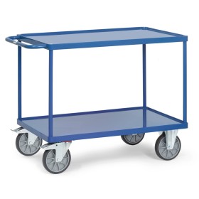 Fetra Tischwagen mit 2 Stahlblech-Wannen und 10 mm hohem Rand, Tragkraft 500 / 600 kg