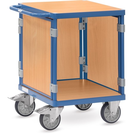 Fetra Tischwagen mit 3 Wänden, blau, Tragkraft 500 / 600 kg