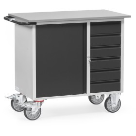 Fetra Werkstattwagen mit 1 Schrank, 6 Schubladen, Grey Edition,
