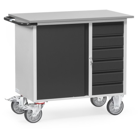 Fetra Werkstattwagen mit 1 Schrank, 6 Schubladen, Grey Edition,