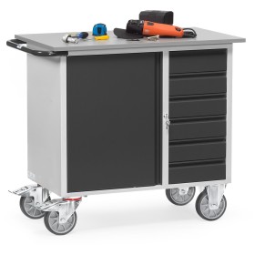 Fetra Werkstattwagen mit 1 Schrank, 6 Schubladen, Grey Edition,