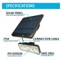 Abnehmbare Solar-LED-Applikation - 1000 Lumen - PIR-Bewegungssensor - 4000K