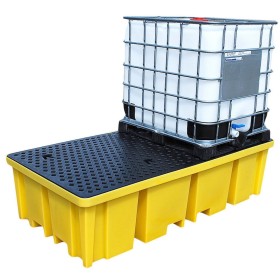 Doppel-IBC-Auffangpalette inkl. Gitterrost 1150L Wanne für Vierwegestapler