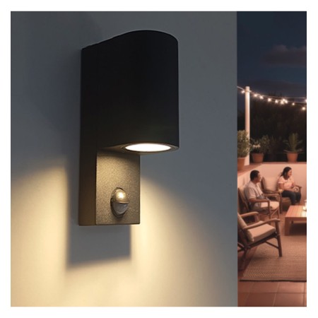 LED-Wandleuchte Innen und Aussen - IP65 - GU10 - Mit PIR-Bewegungssensor