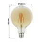8W LED Lampe E27 Glühfaden Vintage G125 - Dimmbar 1800K