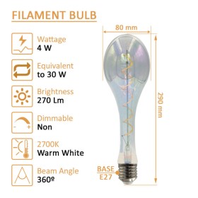 LED-Filamentlampe - FLOWER - 4W E27 - PS80 - 2700K
